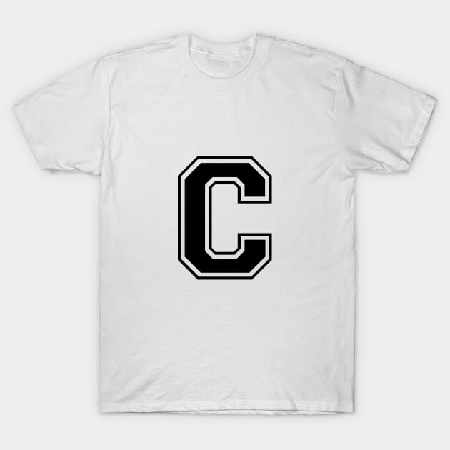 Initial Letter C - Varsity Style Design - Black text T-Shirt by Hotshots